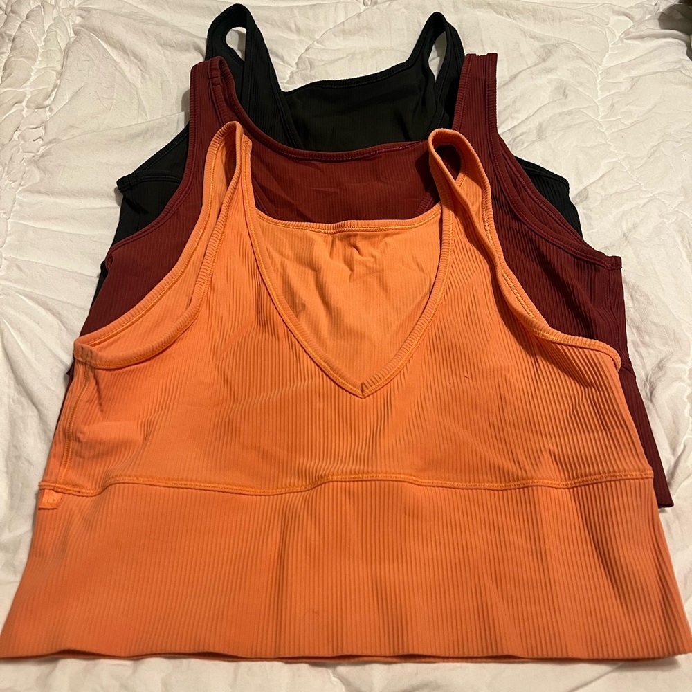 Lulu lemon Vibrant Ribbed Tank Set - Orange, Burgundy, green